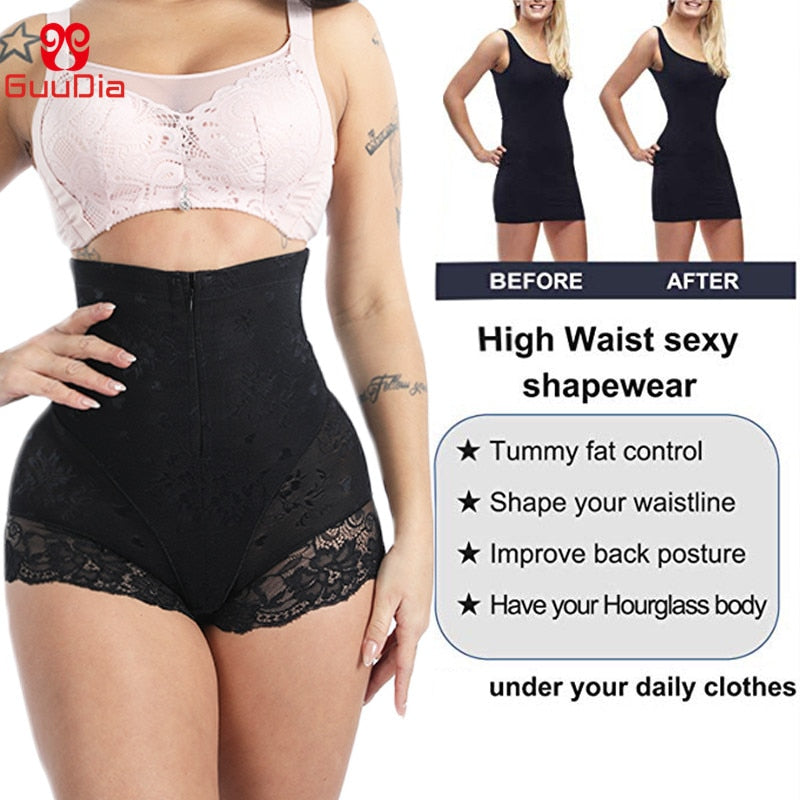 GUUDIA Shaper Panties Sexy Lace Shapers Body Shaper with Zipper